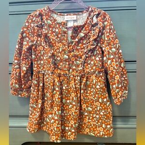 Cat & Jack ruffle long sleeve floral corduroy dress size 2T